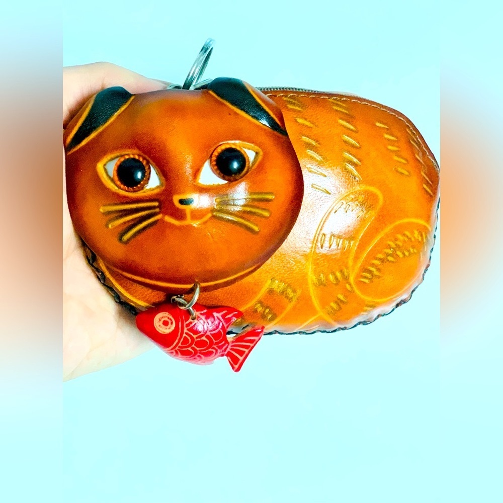 Handmade Brown Leather Scottish Fold Coin Wallet